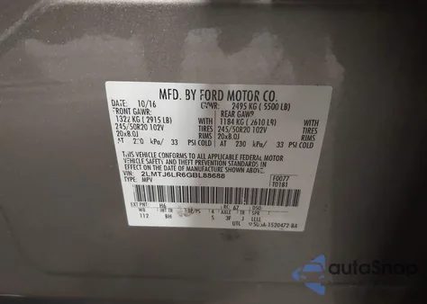 2016 Lincoln Mkx Reserve from USA, damaged, VIN 2LMTJ6LR6GBL88688